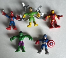 Marvel Playskool Lot of 5 Heroes 3" Figures Iron Man Hulk Doc Ock Captain Spider