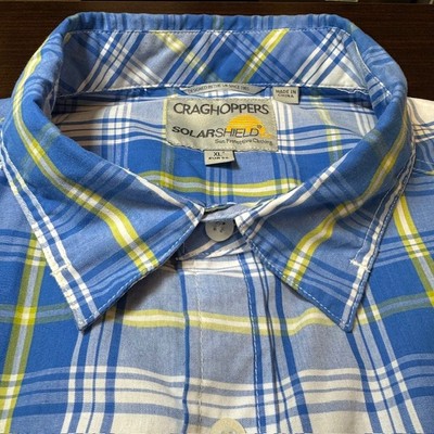Craghoppers SolarShield Shirt Men s XL Plaid Outdoor Hiking Fishing EUC wicking