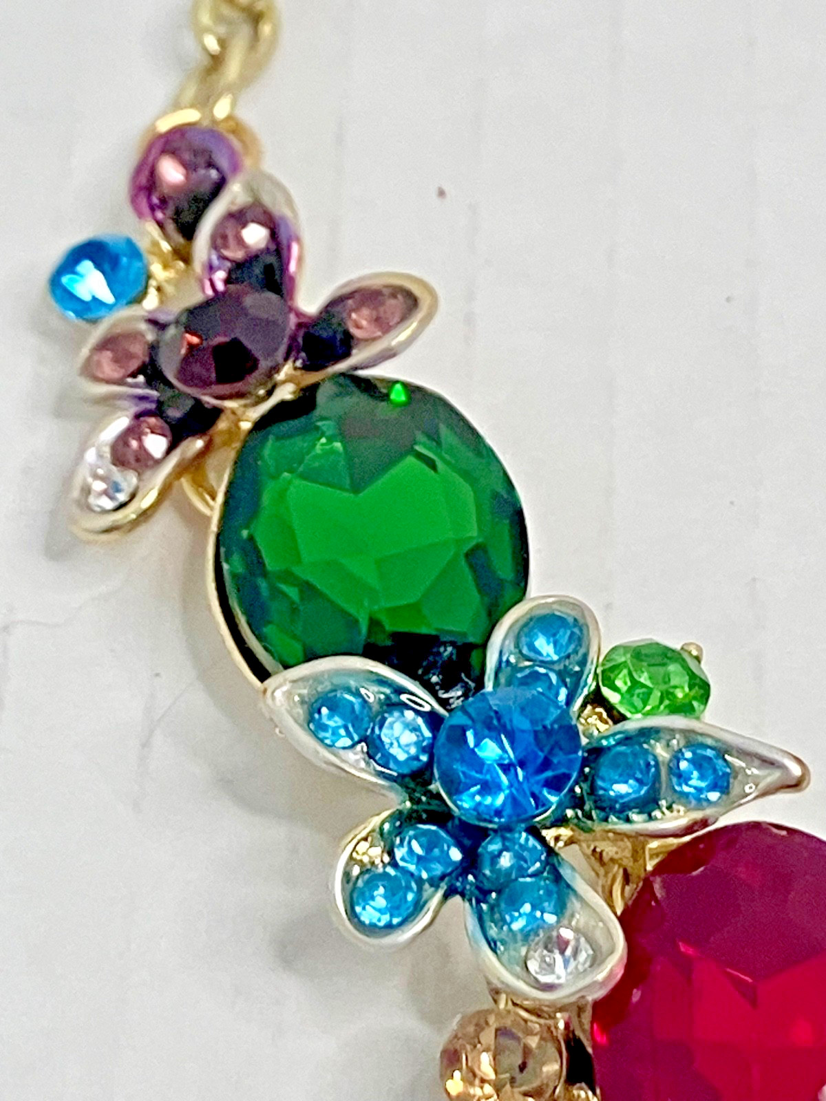 Faceted Multicolor Crystal Gemstone Rhinestone Fl… - image 5