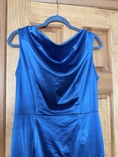New Electric Blue Satin Evening Gown: Never Worn!