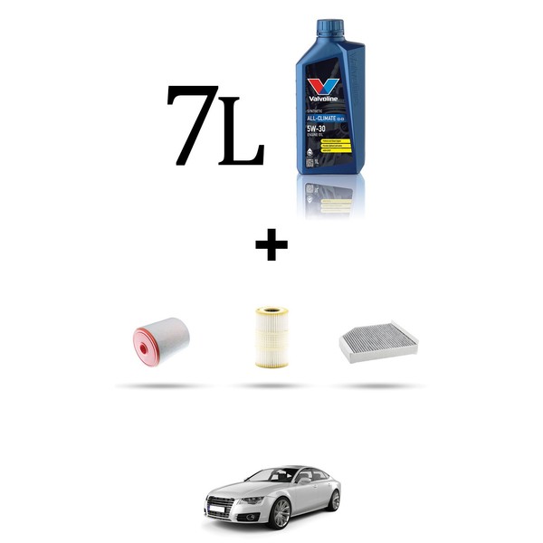 Hoffcar Wartungsset 3 Filter Und 7L ÖL FüR Audi A7 (4GA, 4GF) 3.0 Tfsi 245KW-image