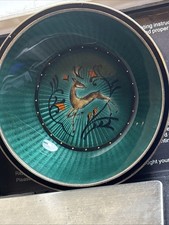 Rare David Andersen Enamel Silver 925 Pin Dish  Deer &flower 57g 8cm wide