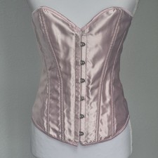 Blush Satin Corset Boned Lace Up Back Bustier Fairy Grunge Coquette Top Size S