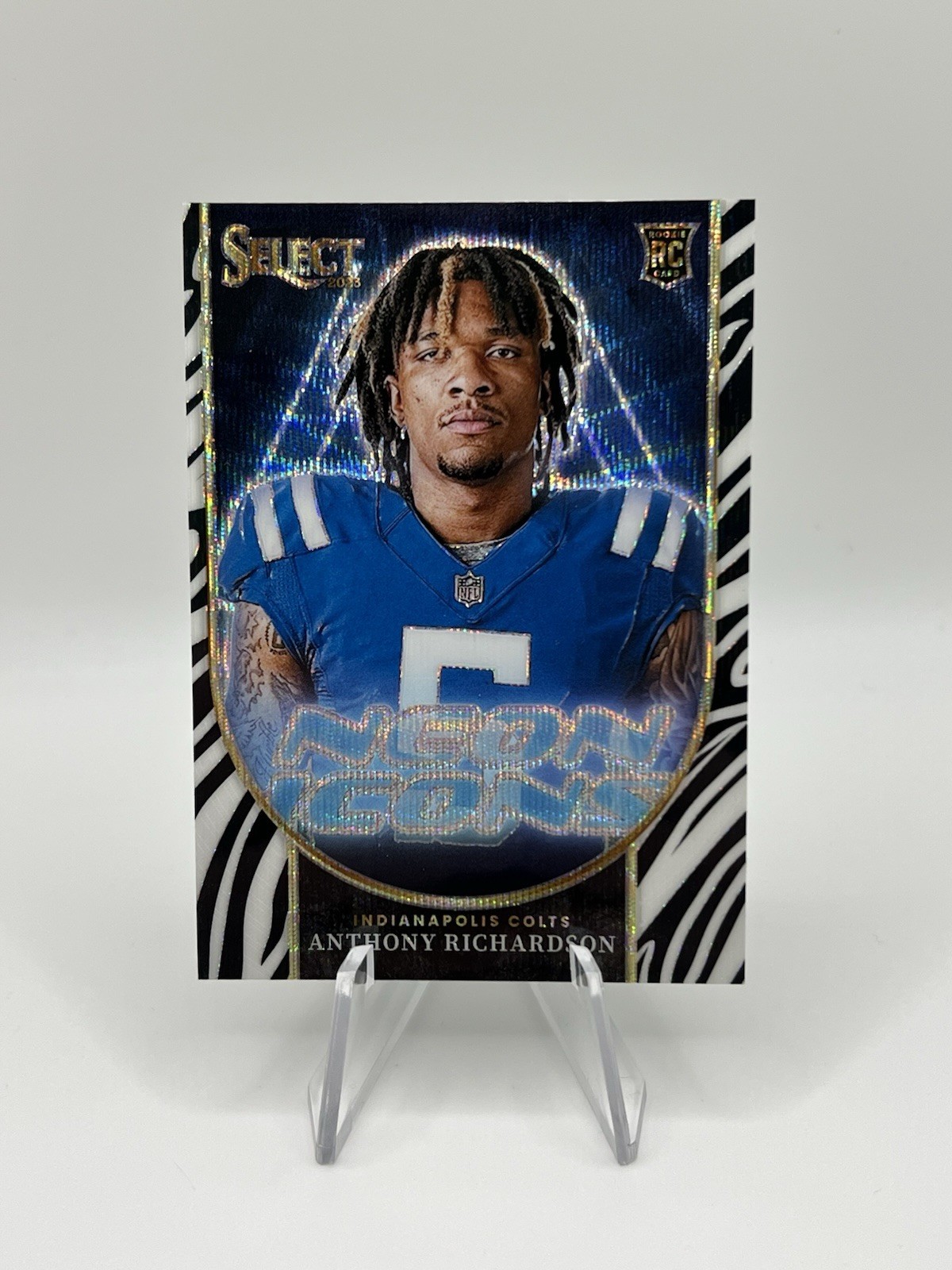 2023 Panini Select - Neon Icons Anthony Richardson #NI-ARI Zebra Prizm (RC)
