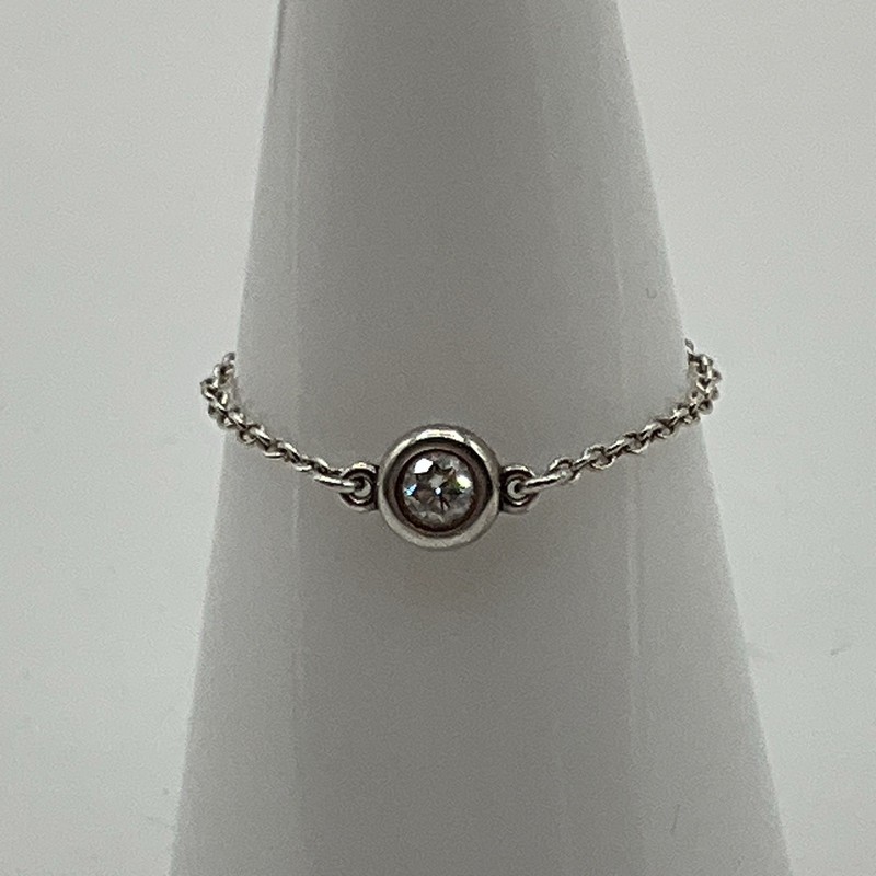 Tiffany & Co Elsa Peretti Diamonds By The Yard Ring .925 Sterling Size 8.25 0.4g
