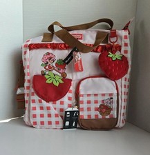 Strawberry Shortcake Ruffle Padded Tote Bag New Pink, Multicolor Bioworld READ 