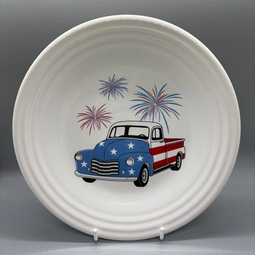 Fiesta Americana Truck White Luncheon Plate | Fiestaware Belk July 4th Fireworks