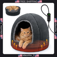 Foldable Heated Cat Bed with Adjustable Temperature and Removable Cushion