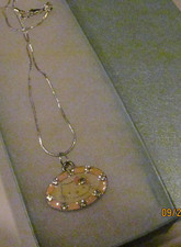 New Hello Kitty Enamel Charm Pendant sterling silver Necklace 16  with gift box