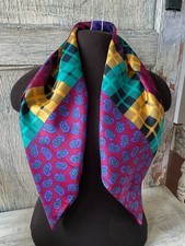 Vintage Totes Plaid Paisley 100 Polyester Waterproof Square Scarf