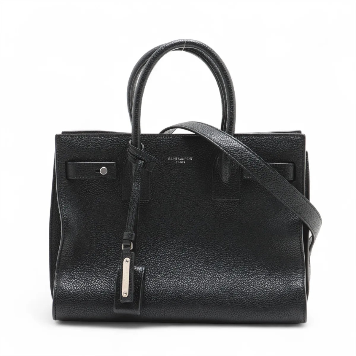 Borsa a mano Saint Laurent Paris Sac de Jour Nano in pelle a 2 vie nera 477477