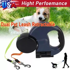 Retractable Reflective Dual Pet Leash Lead 360Swivel Double Dog Walking Leash A+