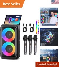 80W Bluetooth Speaker with 3 Mics  Dazzling LED Lights   Perfect for Parties