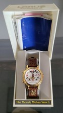 Vintage Lorus Mickey Mouse Quartz Song Watch With Leather Strap RWC002
