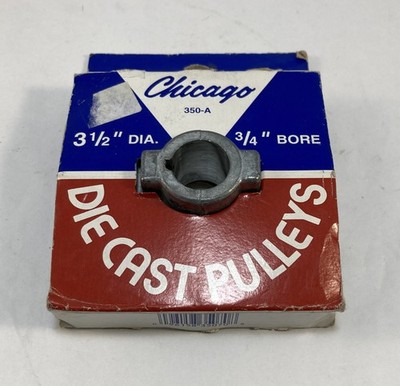 Chicago Die Cast 3-1/2'' Zinc Single V Grooved Pulley 3/4'' Hub 350-A USA Made