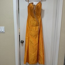NWT Clarisse Orange Beaded Gown Prom Dress Slit Strapless Size 6 Formal 500