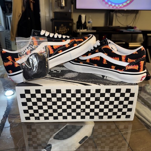 Vans x Thrasher Skate Old School Shoes Black Multi Logo Size 10 Men New With Box - Picture 2 of 15