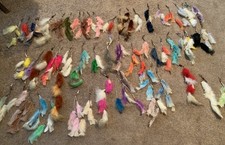 Vintage Multicolor Feather Clips Roach Retro 70's  80's Party Hair LOT of 50