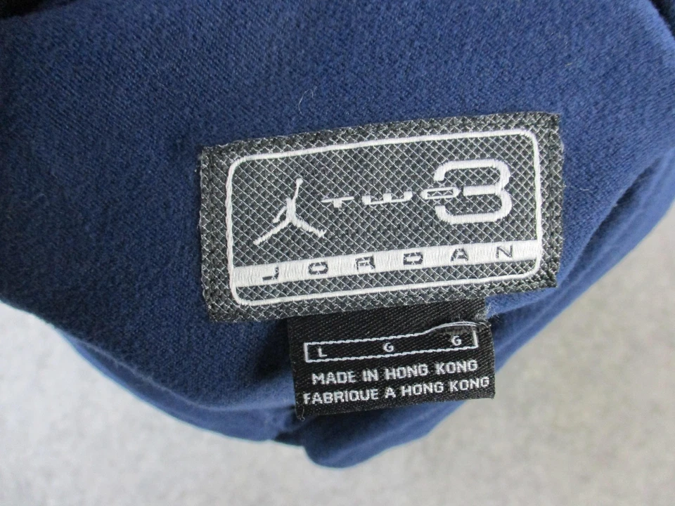 Vintage Jordan Two 3 Shirt Mens Large Blue Fleece Viscose Zip Chest Pockets 90s - Image 4 of 4