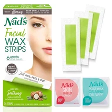 Nad's Facial Wax Strips - Facial Hair Removal for Women - Waxing Kit With 48 Fac