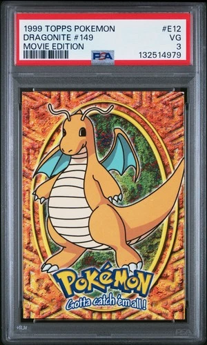 1999 TOPPS POKEMON THE MOVIE EDITION #E12 DRAGONITE #149 PSA 3