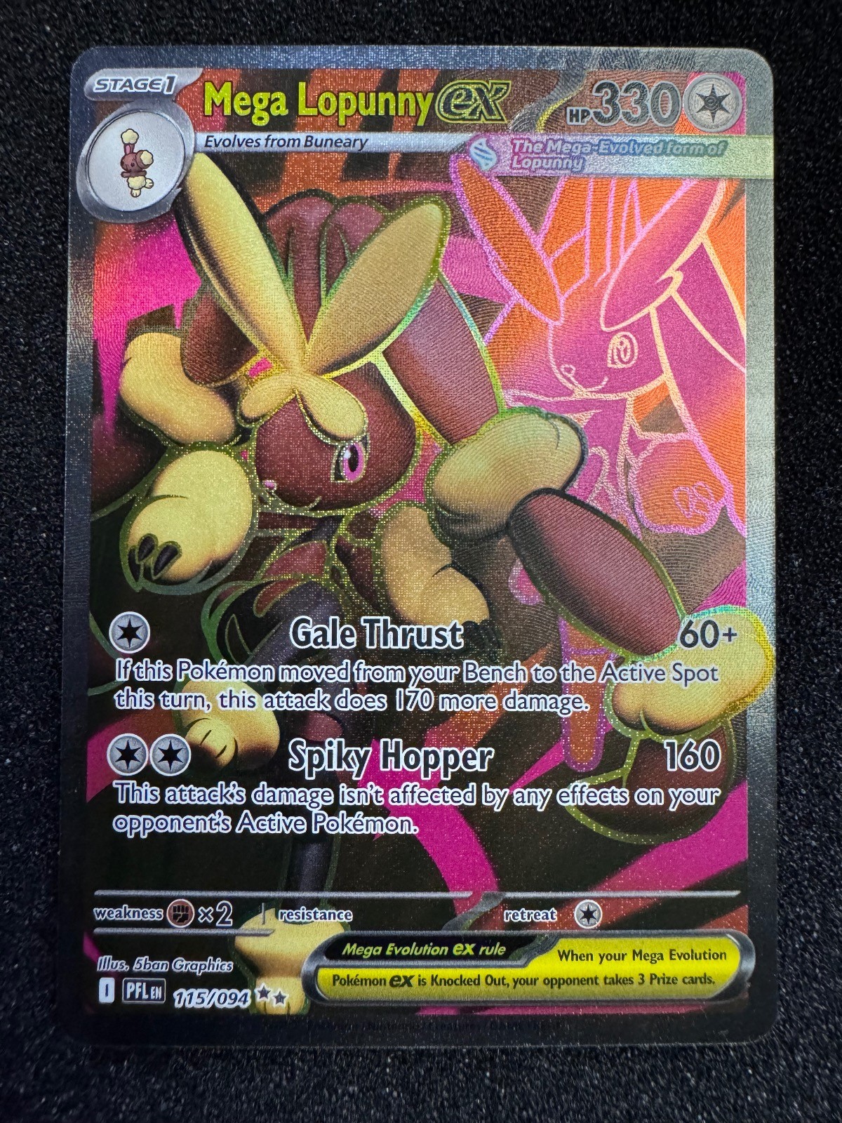 Mega Lopunny ex 115/094 Ultra Rare Phantasmal Flames Pokemon Lightly Played