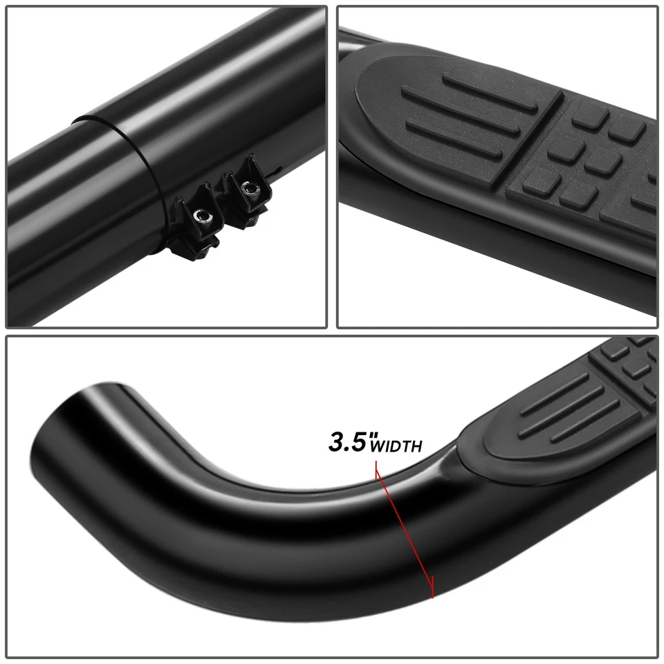 Barras Nerf redondas de acero negro 410 lb 3,5" estribo para Suburban Ram 1500 99-09 Foto 3 de 4