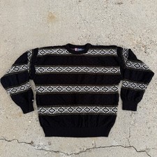 Vintage Chaps Ralph Lauren Sweater Sz XL Chunky Cable Knit Made in USA Fair Isle