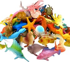 52pcs Ocean Sea Animal Toy Set Mini Plastic Marine Figures Kids Bath Party