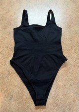 OQQ Women's Black One Piece Bodysuit Firm Compression Stretch Size M