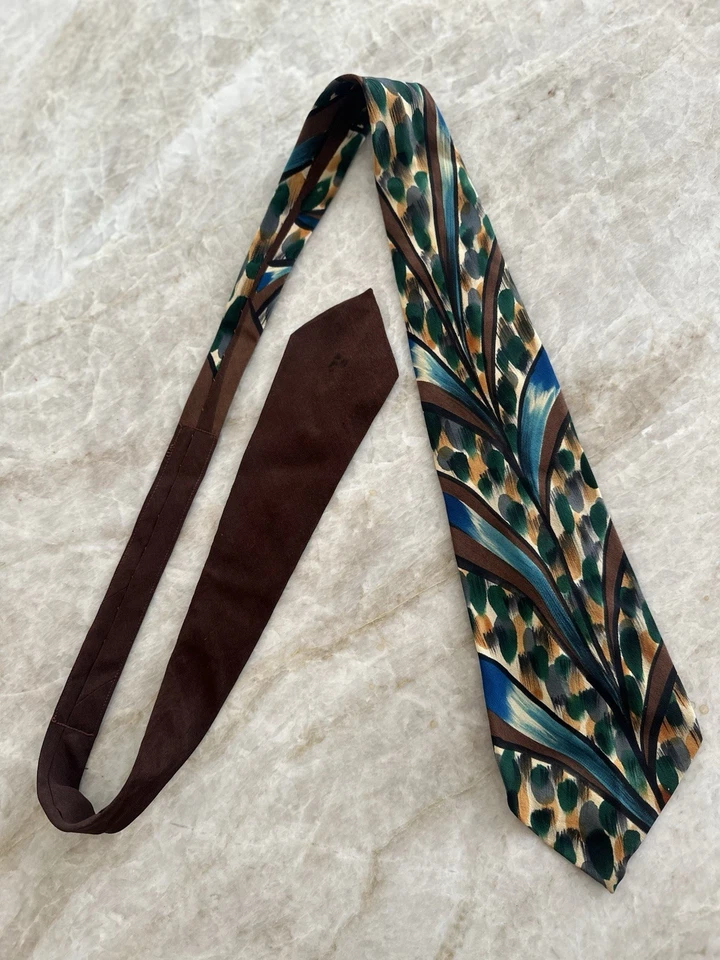 Corbata columpio de seda pintada a mano vintage años 40 50 años 50 Foto 2 de 3