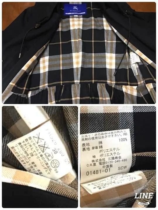 Burberry Blue Label Trench Coat Black Cotton Liner Nova Check Size 38 For Women thumbnail 13