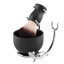 Aethland Shaving Brush Set with Black Solid Wood Handle, Kit for Men... 