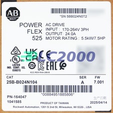 NEW 25B-B024N104 Allen Bradley PowerFlex 525 AC Drive 3 Phase 7.5 HP 5.5 kW