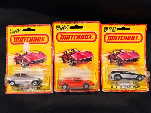 Vintage Matchbox Superfast Cars Lot of 3 NIB Sealed Rough Cards