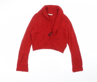 Editions Damen Strickjacke Pullover rot V-Ausschnitt Acryl Größe S