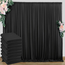 40x10 Ft Black Backdrop Curtains 8 Panels Wrinkle-Free Party Wedding Photo Drape