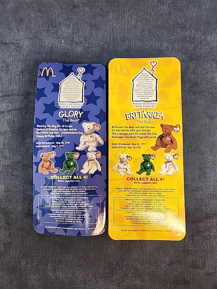 2 TY McDonalds Beanie Baby Glory the Bear Britannia the Bear 1997 u-12D Foto 2 de 2