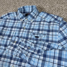 Vineyard Vines Harbor Shirt Mens Large Blue Plaid Performance Fishing Nylon