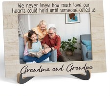 Grandparents Picture Frame, Grandma And Grandpa - Wooden Tabletop Rustic