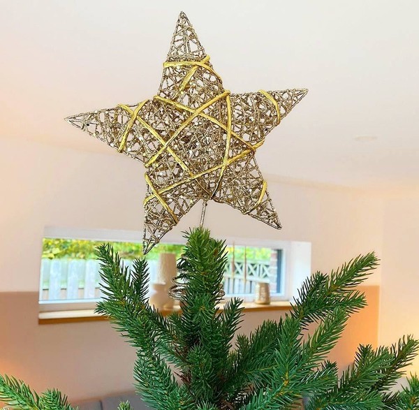 Christbaumspitze Stern Gold Glitzer Weihnachtsbaumspitze Tannenbaumspitze 22Cm-image