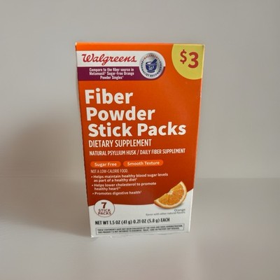 Walgreens Fiber Powder Stick Packs, Orange 7 CT, Expiration Date 12/2026