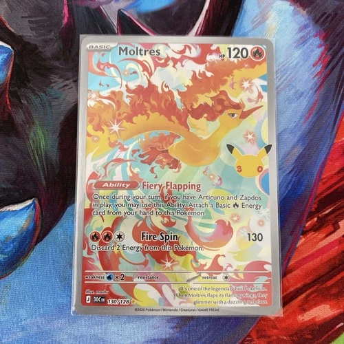Pokémon TCG: Moltres 130/128 Holo Illustration Rare 30th Celebration