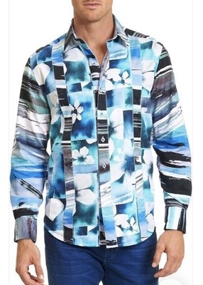 Robert Graham Men s 2XL Tall Arabian Sea Button Down Shirt Long Sleeve Flip Cuff