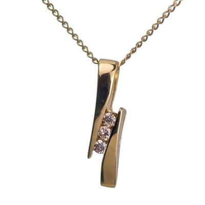 Collier 9 kt Diamant Gelbgold weiß rund natürlicher Edelstein