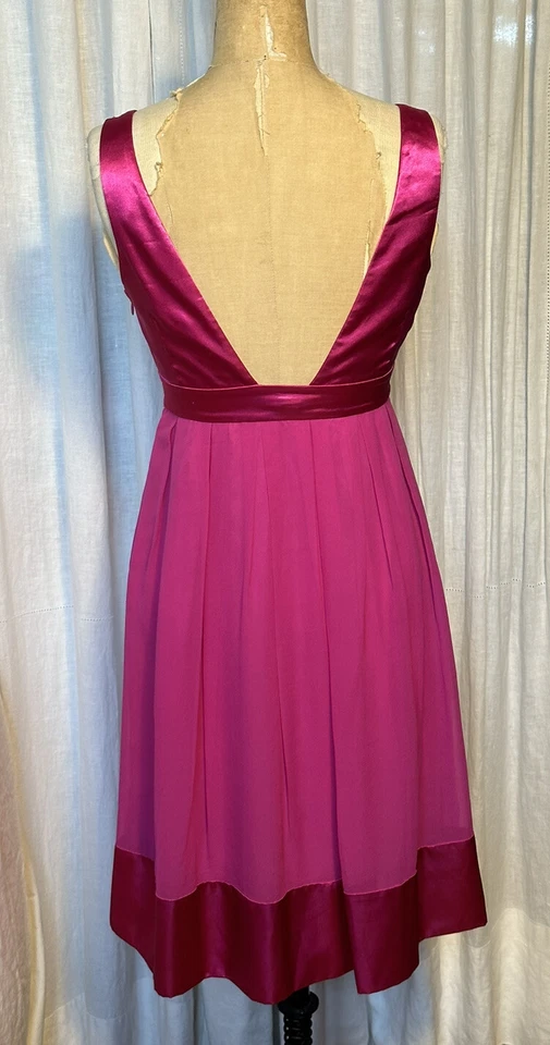 Vestido de evento Democracy para mujer de seda fucsia de gasa/satén sin mangas talla 2 pre-owne Foto 4 de 4
