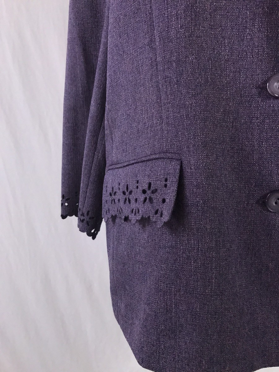 Alfred Dunner 100% Polyester Solid Blue Jacket Size 18 (Plus) - 62% off