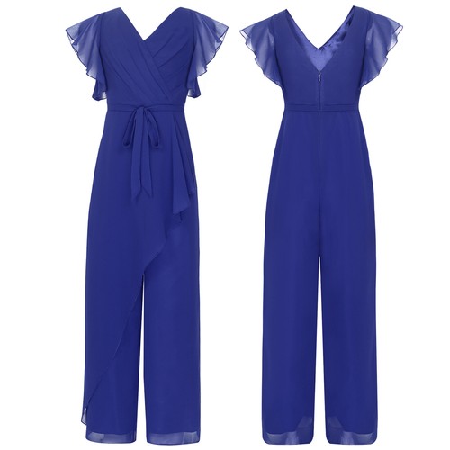 Kids Girls Overalls Chiffon Rompers Wide Leg Jumpsuit Prom Bodysuit Communion - Picture 17 of 60