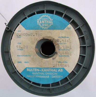 Kanthal DSD 0.8x0.1mm Ribbon 28 AWG, 18.2Ω/m 5.6Ω/ft Flat Resistance ...