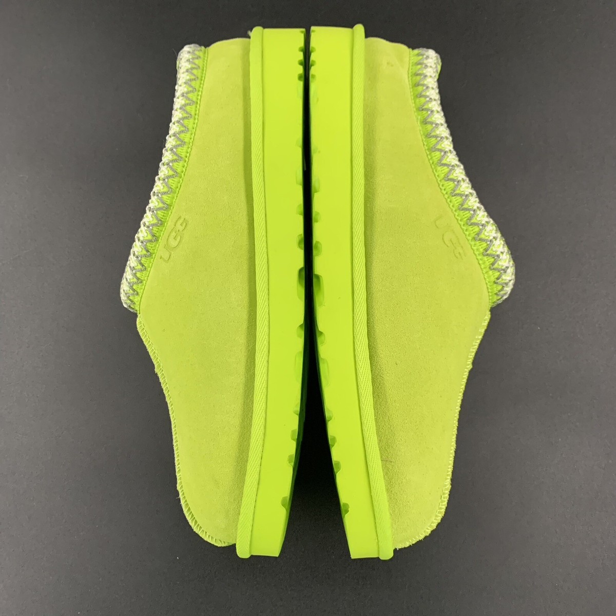 MENS US 9 UGG TASMAN KEY LIME NEON GREEN SUEDE PLUSH SLIPPER